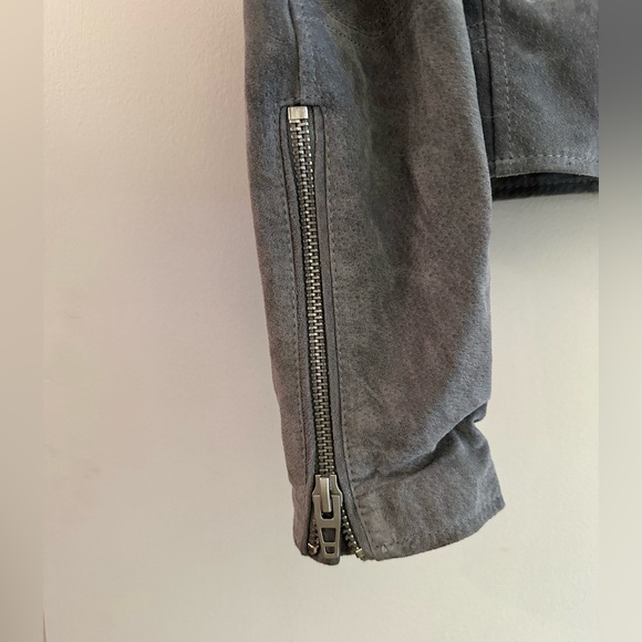 Chelsea & Violet Gray Suede Leather Moto Motorcycle Jacket Women’s Lined size M - Picture 10 of 13